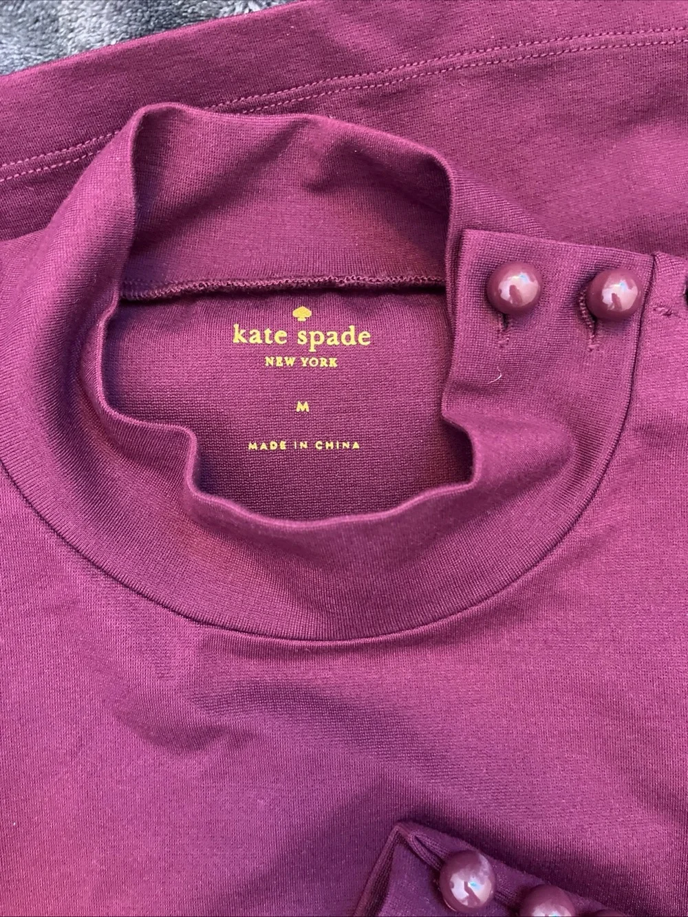 Kate Spade Plum Button Shoulder Mock Neck Ponte Mini Dress M Academia Romantic